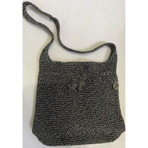 THE ORIGINAL SAK Charcoal Crochet Zip Shoulder Handbag Bag Purse Knit Woman’s